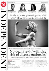 The Independent (UK) Newspaper Front Page for 16 August 2018