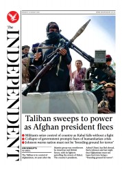 The Independent (UK) Newspaper Front Page for 16 August 2021