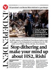 The Independent front page for 16 September 2023