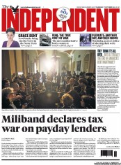 The Independent (UK) Newspaper Front Page for 17 October 2013