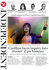 The Independent (UK) Newspaper Front Page for 17 January 2018
