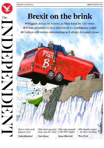 The Independent Newspaper Front Page (UK) for 17 January 2019