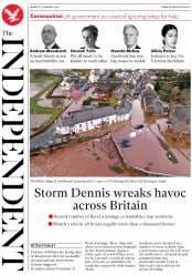 The Independent (UK) Newspaper Front Page for 17 February 2020
