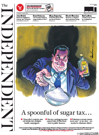 The Independent Newspaper Front Page (UK) for 17 March 2016