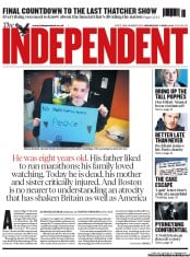 The Independent (UK) Newspaper Front Page for 17 April 2013
