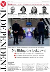 The Independent (UK) Newspaper Front Page for 17 April 2020