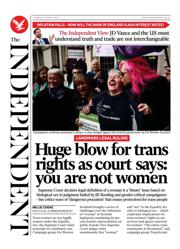 The Independent front page for 17 April 2025