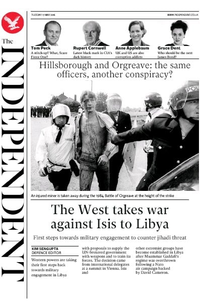 The Independent Newspaper Front Page (UK) for 17 May 2016