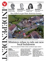 The Independent (UK) Newspaper Front Page for 17 May 2021