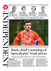 The Independent front page for 17 May 2022
