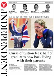 The Independent (UK) Newspaper Front Page for 17 August 2016