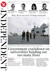 The Independent (UK) Newspaper Front Page for 17 August 2017