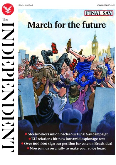 The Independent Newspaper Front Page (UK) for 17 August 2018