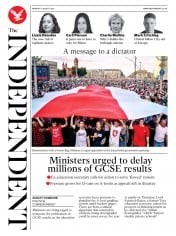 The Independent (UK) Newspaper Front Page for 17 August 2020