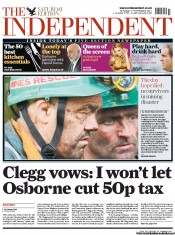The Independent (UK) Newspaper Front Page for 17 September 2011