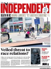The Independent (UK) Newspaper Front Page for 17 September 2013