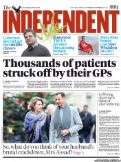 The Independent (UK) Newspaper Front Page for 18 October 2011