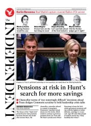 The Independent (UK) Newspaper Front Page for 18 October 2022