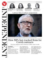 The Independent (UK) Newspaper Front Page for 18 November 2020