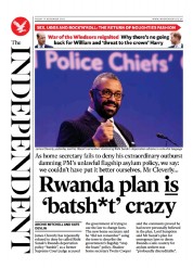 The Independent front page for 18 November 2023