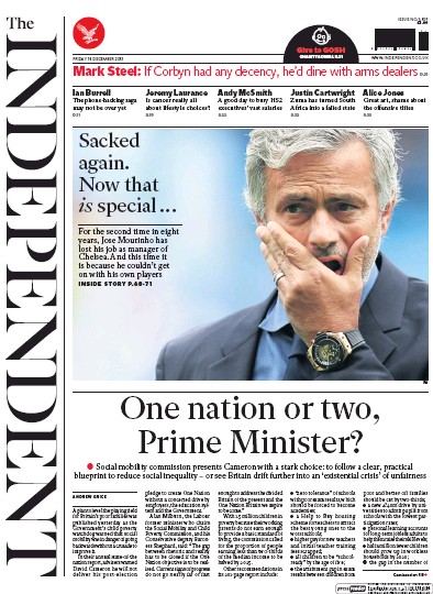 The Independent Newspaper Front Page (UK) for 18 December 2015