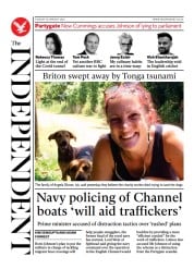 The Independent (UK) Newspaper Front Page for 18 January 2022