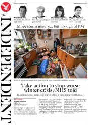 The Independent (UK) Newspaper Front Page for 18 February 2020