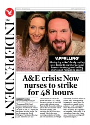 The Independent (UK) Newspaper Front Page for 18 February 2023