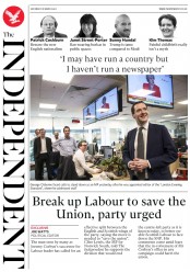 The Independent (UK) Newspaper Front Page for 18 March 2017