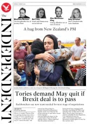 The Independent (UK) Newspaper Front Page for 18 March 2019