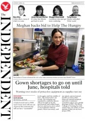 The Independent (UK) Newspaper Front Page for 18 April 2020