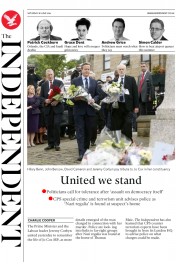The Independent (UK) Newspaper Front Page for 18 June 2016