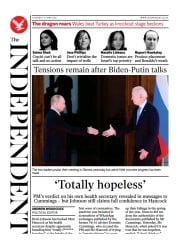 The Independent (UK) Newspaper Front Page for 18 June 2021