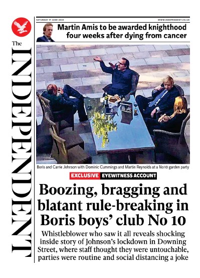 The Independent Newspaper Front Page (UK) for 18 June 2023
