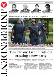 The Independent (UK) Newspaper Front Page for 18 July 2016