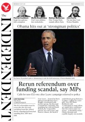 The Independent (UK) Newspaper Front Page for 18 July 2018