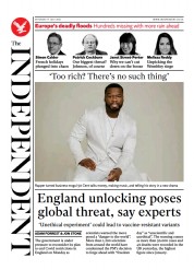 The Independent (UK) Newspaper Front Page for 18 July 2021