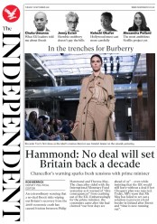 The Independent (UK) Newspaper Front Page for 18 September 2018