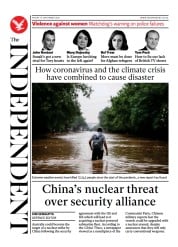 The Independent (UK) Newspaper Front Page for 18 September 2021