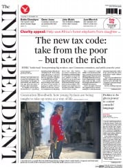 The Independent (UK) Newspaper Front Page for 19 December 2013