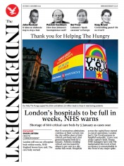 The Independent (UK) Newspaper Front Page for 19 December 2020
