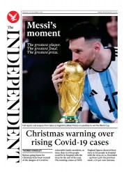 The Independent (UK) Newspaper Front Page for 19 December 2022