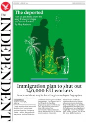 The Independent (UK) Newspaper Front Page for 19 February 2020