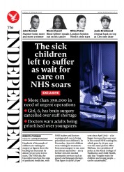 The Independent (UK) Newspaper Front Page for 19 February 2023