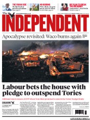 The Independent (UK) Newspaper Front Page for 19 April 2013