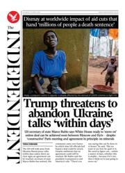 The Independent front page for 19 April 2025