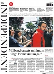 The Independent (UK) Newspaper Front Page for 19 May 2014