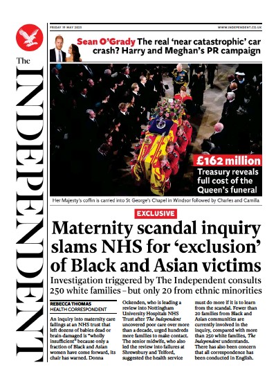 The Independent Newspaper Front Page (UK) for 19 May 2023