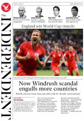 The Independent (UK) Newspaper Front Page for 19 June 2018