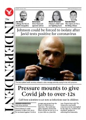 The Independent (UK) Newspaper Front Page for 19 July 2021